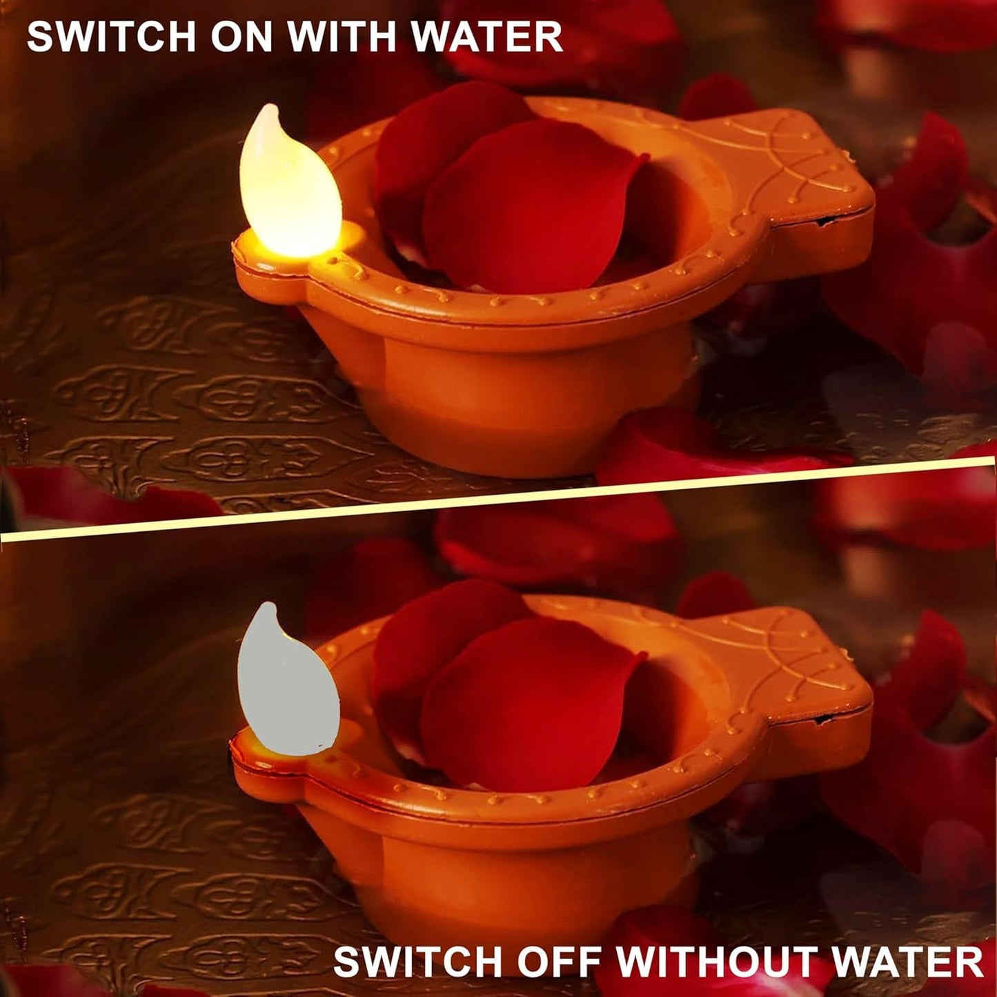 Water Sensor LED Light Diyas for Home Decoration, Floating Electric Flameless & Smokeless Candle for Home Decor, Diwali Festivals Decoration